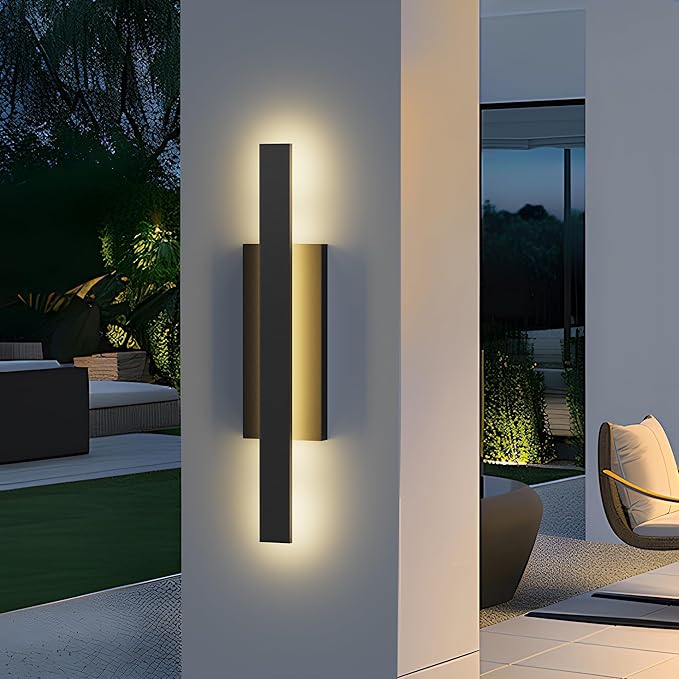 LamQee 31 inch Aluminum Long Outdoor Wall Lights, 3000K 1600LM 32W LED Modern Exterior Lighting Fixtures, IP65 Waterproof Matte Black Linear Outside Sconce Wall Mount for House Porch Patio Garage Door