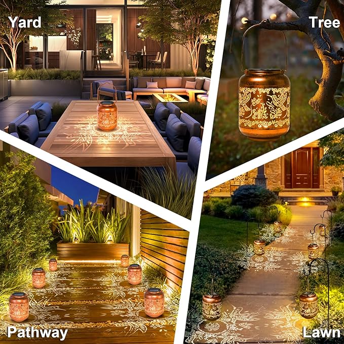Hummingbird Solar Lanterns Outdoor Waterproof Hummingbird Birthday Gifts for for Women Mom Grandma, Hanging Solar Lights Garden Decoration Outside for Yard, Patio,Pathway Landscape