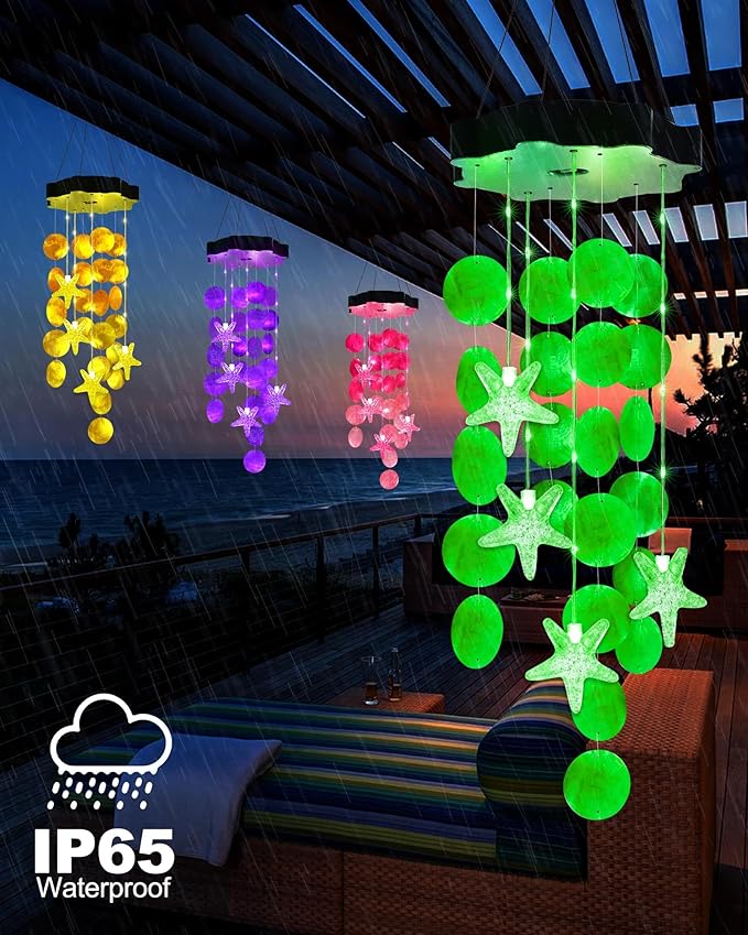 Toodour Solar Wind Chimes for Outside, Shells Light Gifts for Mom Grandma Women Wife Girls, Waterproof St Patricks Day Decorations Solar Lights for Holiday Garden Porch Yard Outdoor Decor (Green)