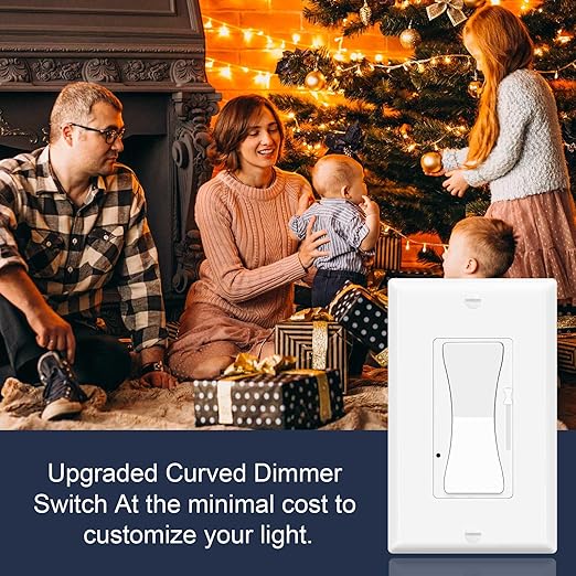 Dimmer Light Switch,Greencycle 2PK Single Pole/3 Way Dimmer Switch for Dimmable 150W LED CFL Light,600W Halogen and Incandescent,15A 120V,Neutral Wire Not Required,Residential/Commercial,ETL Listed