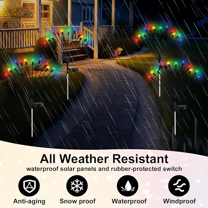 4 Pcs St Patricks Day Outdoor Decorations Solar Lights Waterproof Green 48 LED Swaying Pathway Firefly Stake Lights for Outside Yard Garden Lawn Decorations(Multicolor,Pineapple Ball)