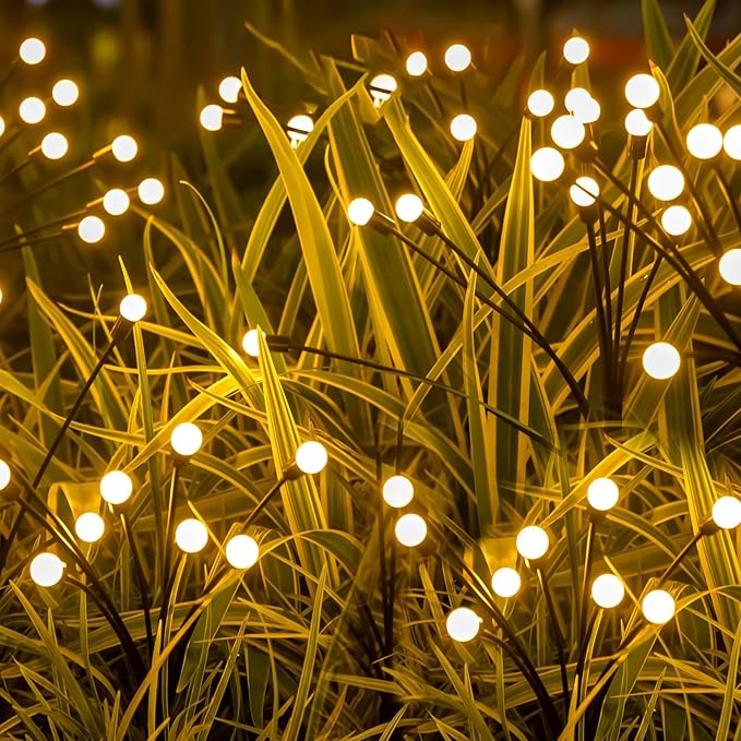 Garden Lights-New Upgraded Solar Swaying Firefly Light, Sway by Wind, Outside, Outdoor, Yard Patio Pathway Deoration, High Flexibility Iron Wire, Warm White(4Pack)