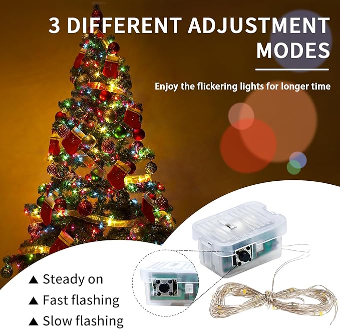 100 Pack Fairy Lights 7Ft 20 LED Twinkle String Lights 3 Modes Battery Operated Waterproof Firefly Starry for Mason Jar Party Wedding Christmas Valentines Day Table Centerpieces,Multicolor