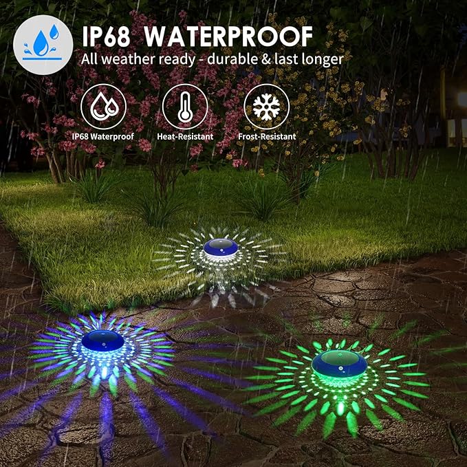 FirstE Solar Floating Pool Lights, RGB Color Changing Pool Floating Light, IP68 Waterproof LED Solar Pool Lights That Float, Hangable Auto ON Off for Above In Ground Pools Wedding Party Decoration (4)