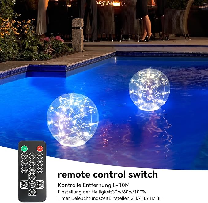Solar Pool Lights Floating,Waterproof Magic LED Pool Decor with 7 Color Changing, Auto On/Off at Night,No Batteries Needed, Rechargeable for Outdoor Pools, Hot Tubs, Garden & Party Decor [2 Pack]