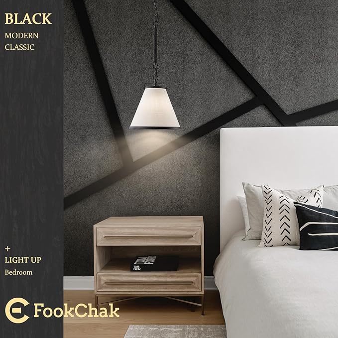 White Linen Pendant Lights for Kitchen Island Hemp Rope Black Hanging Pendant Light with Linen Lampshade 10in Transitional Pendant Light for Kitchen Sink Entryway Dining Room