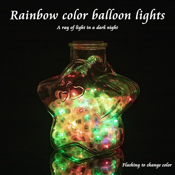100pcs Flash Colorful Balloon Lights Mini Led Lights Round Long Standby Time Ball Lamps Paper Lantern Balloons Lamps for Birthday Party Christmas Halloween Decoration Rainbow