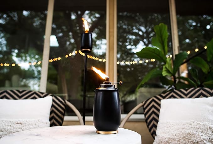 TIKI Kokomo 65" Metal Torch with Adjustable Flame – Black Decorative Outdoor Lighting for Backyard, Lawn, Patio & Garden | Includes Long-Lasting Wick & Snuffer | Weather-Resistant Design