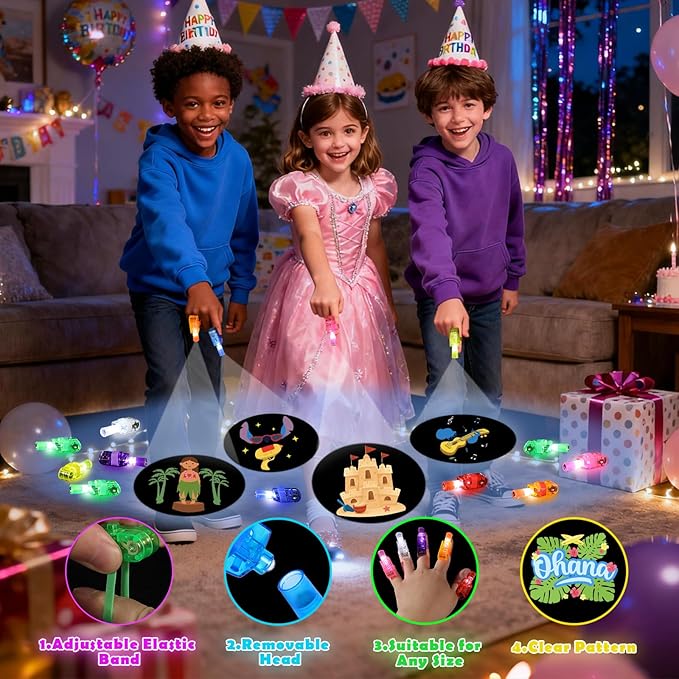 36 Pcs Blue Alien Party Favors LED Finger Lights, Goodie Bag Stuffers Classroom Treasure Box Prizes, Glow Toys Pink and Blue Party Gifts for Kids