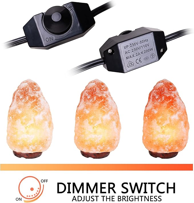 Venforze Himalayan Salt Lamp Cord Replacement with Dimmer Switch and E12 Halogen Salt Lamp Bulbs(6-Pack), 5 Feet Salt Lamps Cords with Base Assembly