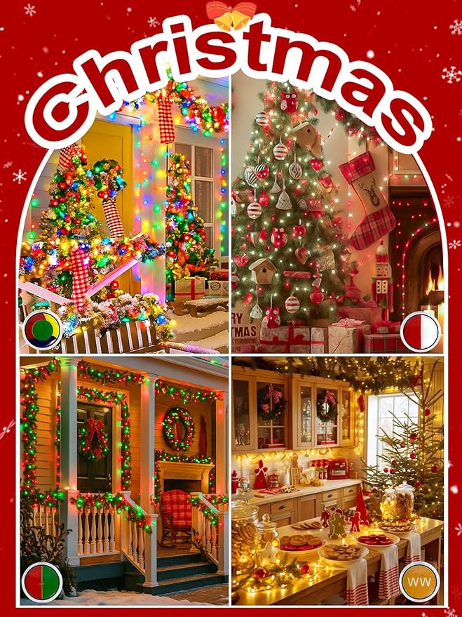Smart LED Halloween String Lights with Remote & App 132FT 400LED, Waterproof RGB Dimmable Clear Wire Christmas Lights, Color Changing Christmas Tree Light Outdoor Indoor with Timer for Halloween Decor