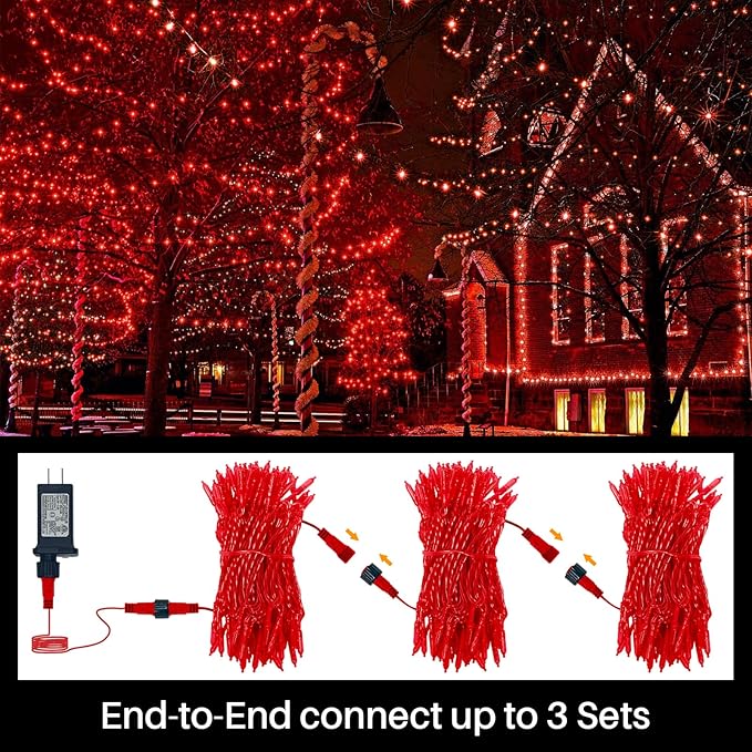 Red Valentines Decor Lights, 32.5FT 100 LED Valentine's Day String Lights Outdoor Indoor, 16 Lighting Mode Plug in Waterproof Fairy Lights for Wedding Party Bedroom galentines day Decorations