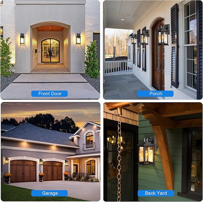 VIANIS 2 Pack Motion Sensor Outdoor Lights, Dusk To Dawn Outdoor Lighting, Modern Led Exterior Light Fixture, Anti-rust Outdoor Lantern For Front Porch, Waterproof Black Outdoor Wall Sconce For Garage