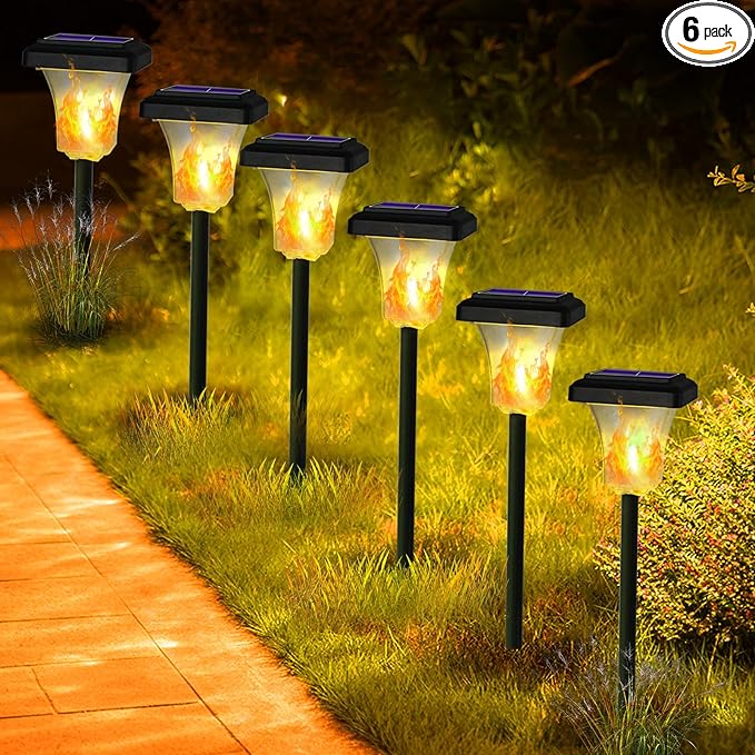 Swingers Solar Lights Outdoor,with Upgraded 2nd-gen Flame tech,LED Solar Torch Lights with Flickering Flame,Waterproof Outdoor Garden Light for Christmas, Garden, Landscape, Path, Yard, Patio (6)