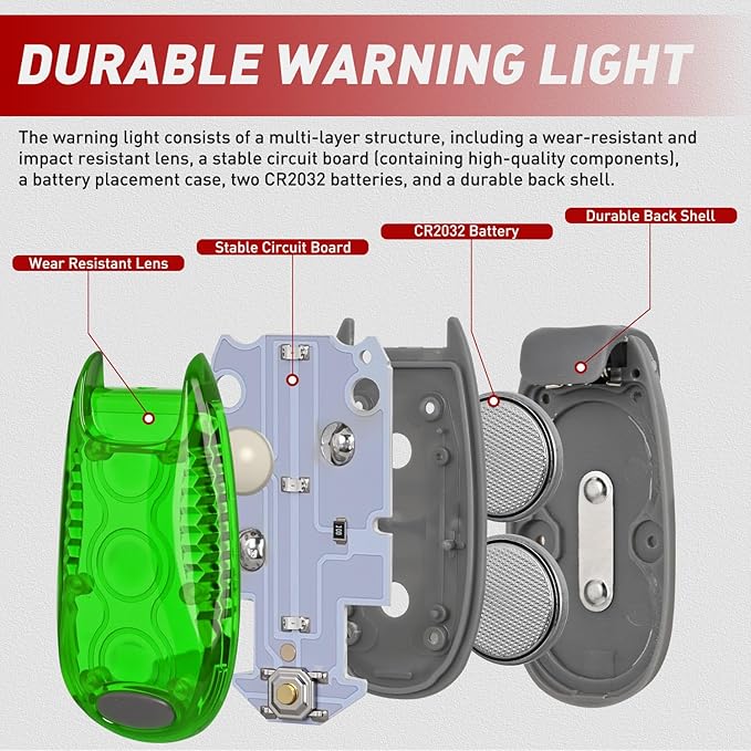 Nilight LED Safety Light 4PCS Green Marine Navigation Bike Tail Lights Three Modes Waterproof Reflective Gear Clip On Flash Strobe Indicator Lamp for Night Boating Fishing Cycling Jogging
