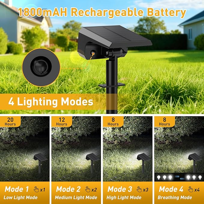 Solar Spot Lights Outdoor Waterproof IP65, [12 Pack/100 LED/4 Modes] 2-in-1 Solar Landscape Spotlights, Auto On/Off Solar Powered Flood Lights for Outside Yard Garden Pathway(Cool White)
