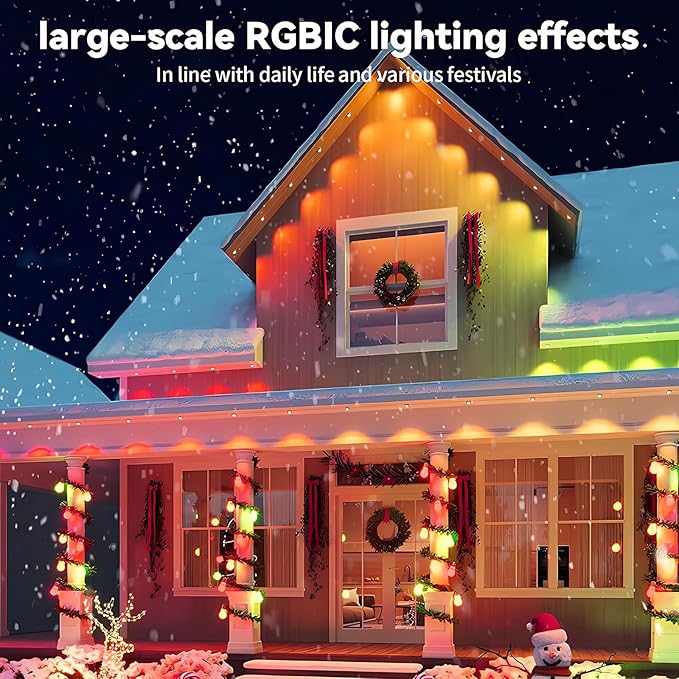 Permanent Outdoor Lights, 50FT RGB LED Smart Eaves Lights with 30 LEDs, IP67 Waterproof, Remote/APP Control, DIY Scene Modes, Music Sync Lighting for Party, House, All Holiday Decorations