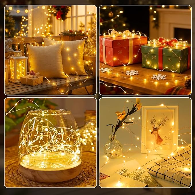 AIKEI 6 Pack LED Fairy Lights with Timer Battery Operated, Mini String Lights with Remote Waterproof 7ft 20 Led Firefly Starry Lighting for Wedding Party Bedroom Garden Christmas Decoration Warm White