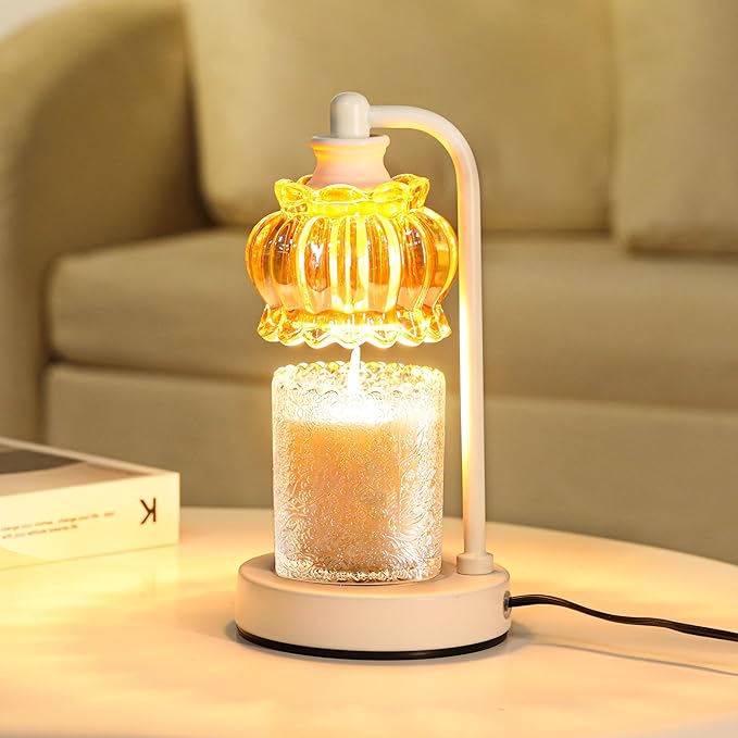 Candle Warmer Lamp with Timer, Dimmable Candle Lamp Wax Melt Warmer with 2 Bulbs, Electric Candle Warmer Light for Bedroom Living Room Birthday Christmas Gifts for Women Mom