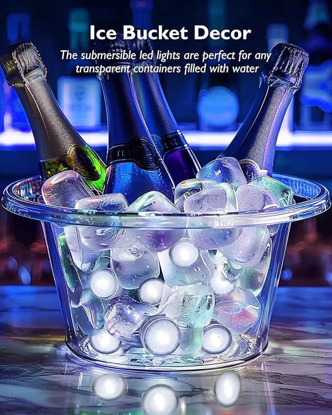 Homemory 12pcs Mini Submersible LED Lights, 150+Hour Waterproof Small Tealight Candles,Battery Operated Underwater EFX Light for Vase,Pool Pond,Halloween Lantern Decor