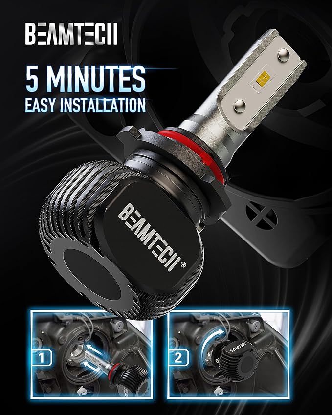 BEAMTECH 900-5 900-6 Bulbs Combo, S1 Series Fanless 300% Brighter Fog Light, 4 Bulbs