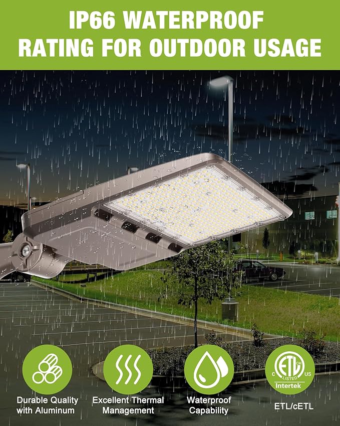 YXL LED Parking Lot Light, 200W LED Shoebox Light with Dusk to Dawn Photocell,28000LM 5000K Daylight Arm Mount, IP65 Waterproof, LED Area Light for Parking Lot Sports Stadium