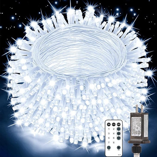 1200 LED 403FT Christmas Lights String Outdoor Indoor, Cold White Xmas Tree Lights, Plug in Twinkle Fairy Light with Remote Timer Dimmable for Room Yard Holiday Party Wedding Camping Decor