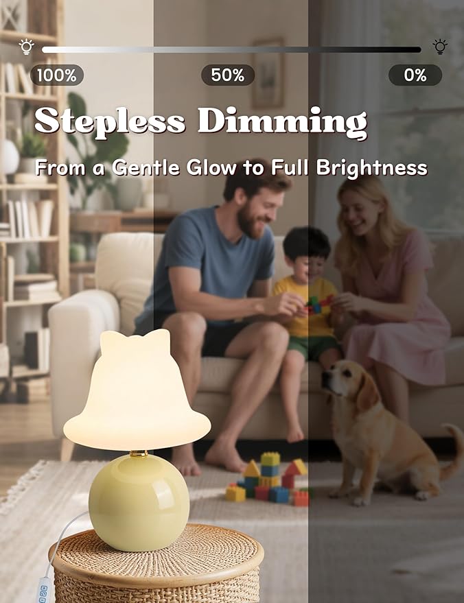Joyzy Bell Table Lamp for Bedroom,Desk Bedside Small Lamps for Living Room Night Stands Lights Vintage Mushroom Lighting Decor Cute Modern Light,Unique Aesthetic Home Living Room Decor