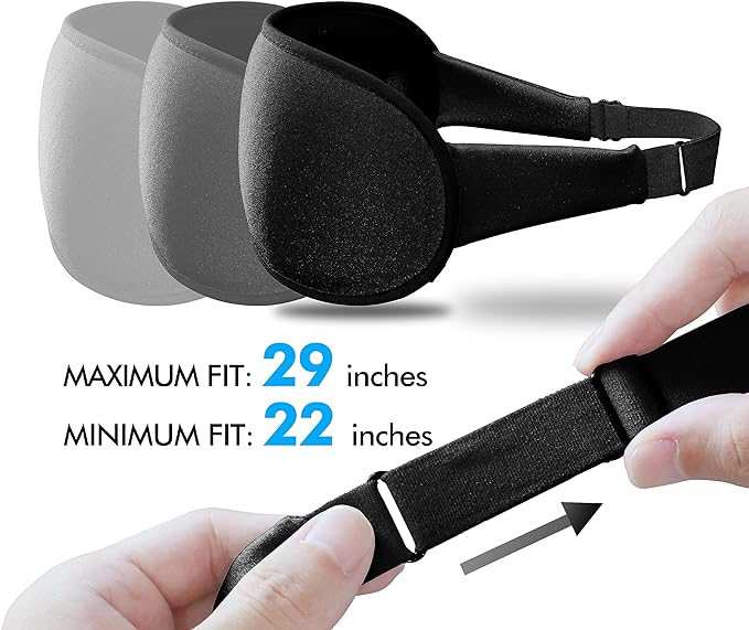 Sleep Eye Mask for Men Women, Lash Extensions 3D Contoured Cup Sleeping Mask, Travel Blackout Night Blindfold Eye Shade Cover with Adjustable Strap (Black-Side Sleeper)