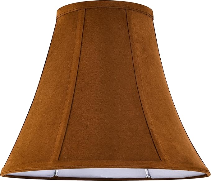 GO&SO Set of 1 Brown Bell Lamp Shades,6"x 13" x 10.6"(Spider) Medium Lamp Shades for Table & Bedside Lamps Replacement for Bedroom-Chamois Fabric,Easy Assembly Foldable,Vintage & Farmhouse