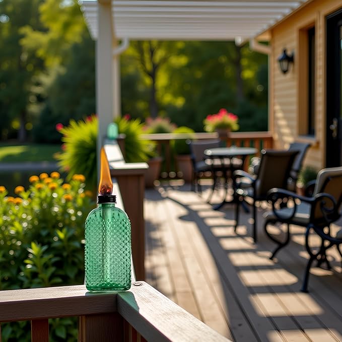 Citronella Torches Outdoor 4 PCS - Tabletop Torches for Patio Garden Deck, Table Torches with Wicks, Outdoor Torch Light for Backyard Party Décor