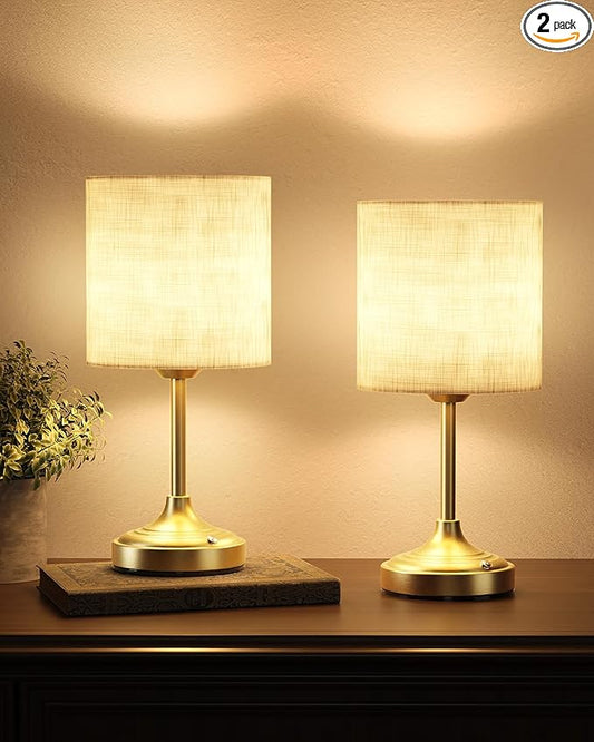 Wireless Lamp, 2-Pack, 8000mAh, Dimmable, Ambient Light, 2700K, Touch Control, Portable, Small, LED, Rechargeable Table, Rechargeable, Cordless, Desk Lamp, Kitchen Lamp, Fabric Shade, for Dining Room