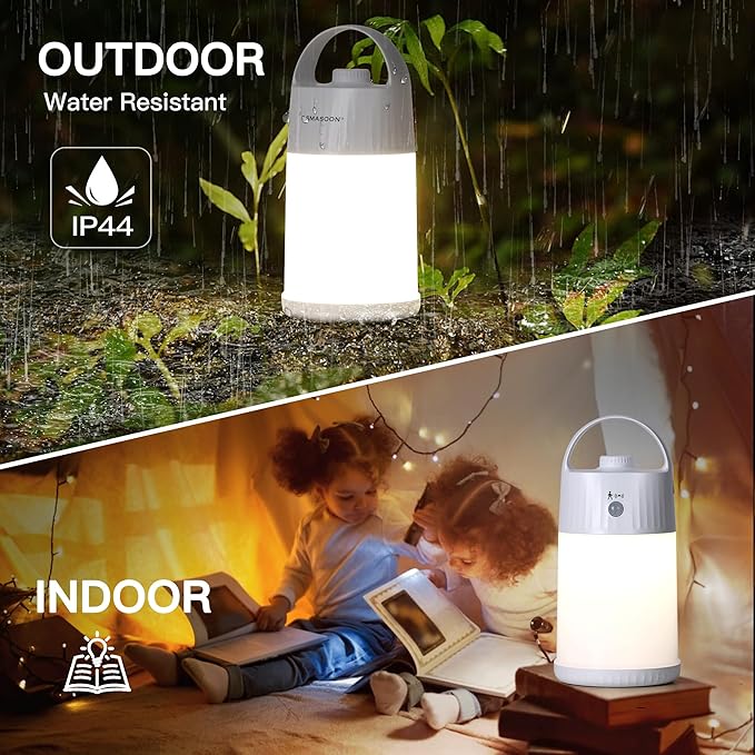 Motion Sensor LED Night Light - Cordless Battery Powered Table Lamp, Portable Lamps Lantern for Outdoor Camping Tents, 4 Brightness Level, Press Dimmable Safe Night Lights, 1 Pack (Green)