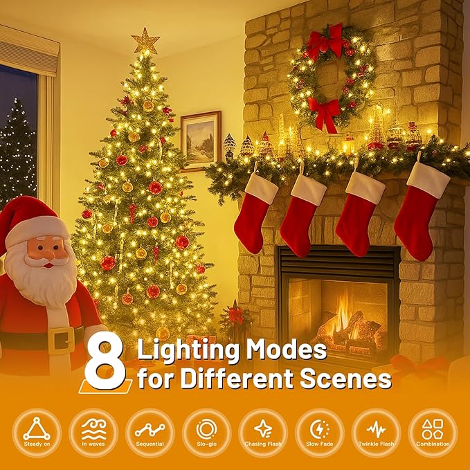Christmas Lights 1000 LED 328 FT, IP67 Waterproof Christmastree Lights with 8 Modes, Remote Control 3 Timers & Memory Function Xmas Decorations for House and Holiday (Warm White)