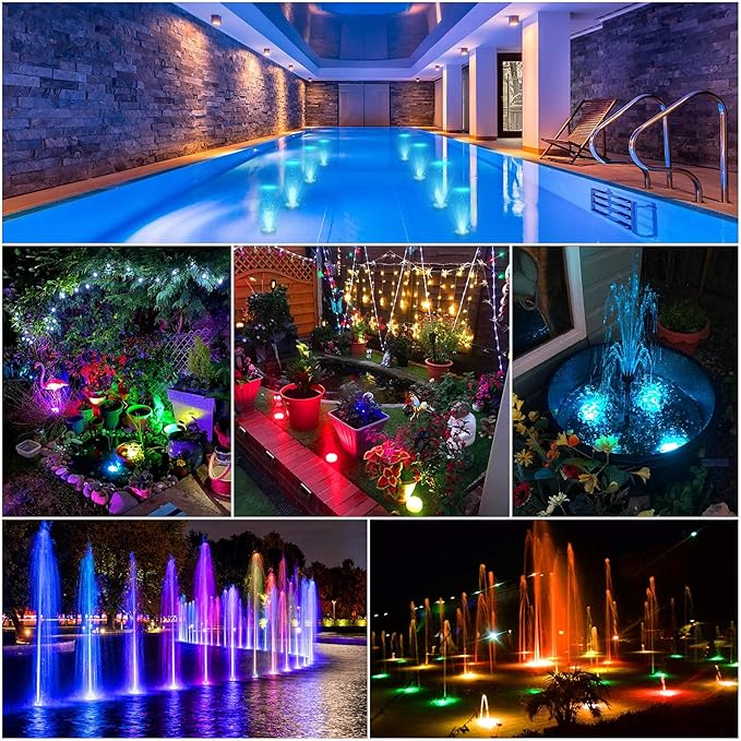 Submersible LED Lights with Remote Control, RGB Color Changing, Waterproof, Battery Operated, Multi-Mode for Pool, Fountain, Vase, Party Decor, 4PCS