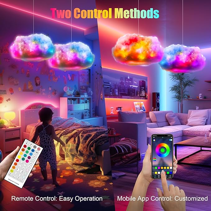 ViLSOM LED Cloud Light, RGB Cloud Lamp with IC Remote Control and APP Control Cool Lights Sync Music Color Changing Led Lights for Bedroom Ceiling Adults and Kids Modern Home & Room Decor