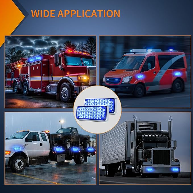Nilight 2PCS Blue Strobe Wireless Magnetic Lights Portable Warning Hazard Light Surface Mount Waterproof 5 Patterns for 12V 24V Off Road Eergency Vehicles