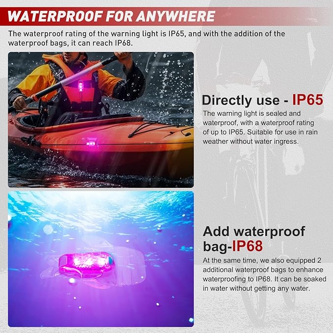 Nilight LED Safety Light 4PCS Pink Marine Navigation Bike Tail Lights Three Modes Waterproof Reflective Gear Clip On Flash Strobe Indicator Lamp for Night Boating Fishing Cycling Jogging