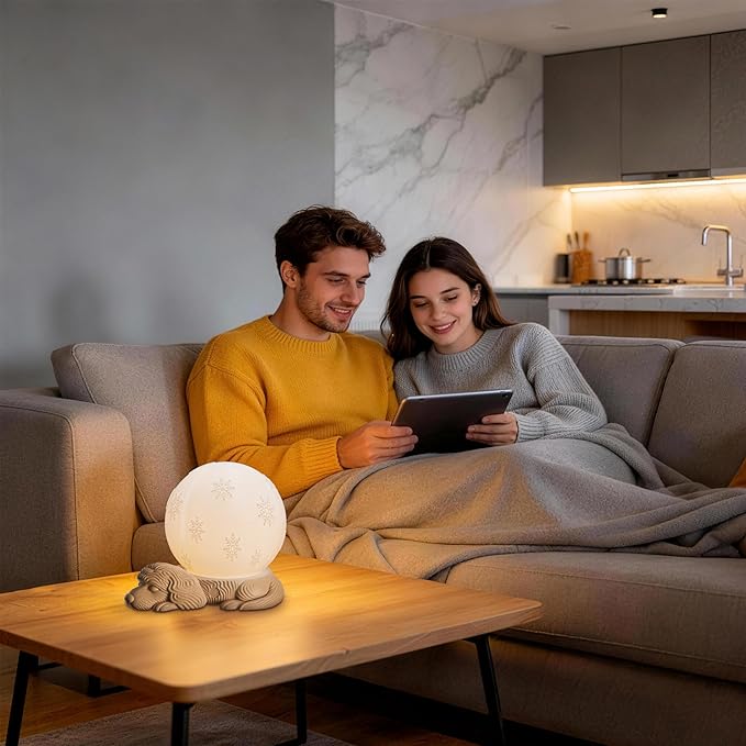 Cute Dog Lamp, Rechargeable Battery Powered Bedside Lamp, 3 Color Temperature Dimmable Cordless Lamp, USB C Charging Touch Lamp for Bedroom, Nightstand, Nursery