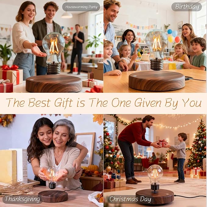 Magnetic Levitating Bulb Floating Light Lamp Night Light for Home Office Desk Ambiance Lighting Creative Gift for Birthdays, Christmas and Valentine's Day