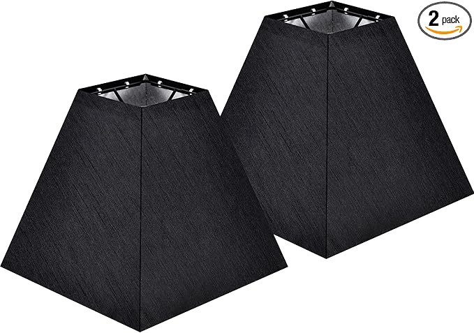 2 Pack Spider Small Square Lampshades,4"×9" × 8.3”inches Black Lampshades for Wall Lamps Table Lamps Floor Lamps-Wall Mount Natural Faux Silk Black Lamp Shade Replacement for Bedroom By GO&SO