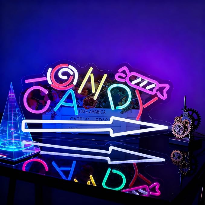 CANDY NEON SIGN - Vibrant LED Neon Light for Room Decor,