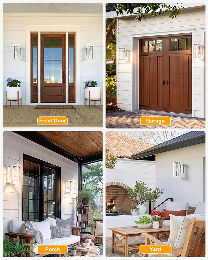 VIANIS White Outdoor Lighting Fixtures, Dusk to Dawn Outdoor Lighting, Exterior Light Fixture Wall Mount for House, Anti-Rust Aluminium Porch Lights Outdoor for Patio, Entryway