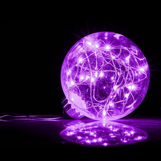 ITART Purple LED String Lights Battery Powered Set of 8 Mini Fairy Lights 20 LED 6ft Thin Wire Rope Lights for DIY Craft Mardi Gras Carnival Halloween Centerpiece Decoration