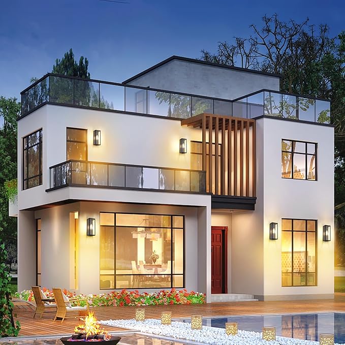 16'' Large Outdoor Wall Lights Exterior 2Pack, Waterproof Matte Black Exterior Lighting Fixtures Wall Mount, Front Porch Lights Outdoor Wall Sconces Exterior Coach Lights for Garage