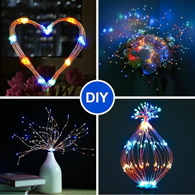 Solar Firework Lights Outdoor, 5 Pack 1000LED Solar Starburst Lights with Remote, 8 Modes Dimmable Waterproof Hanging Fairy Lights for Garden, Patio, Holiday Christmas Decor (Multicolor)