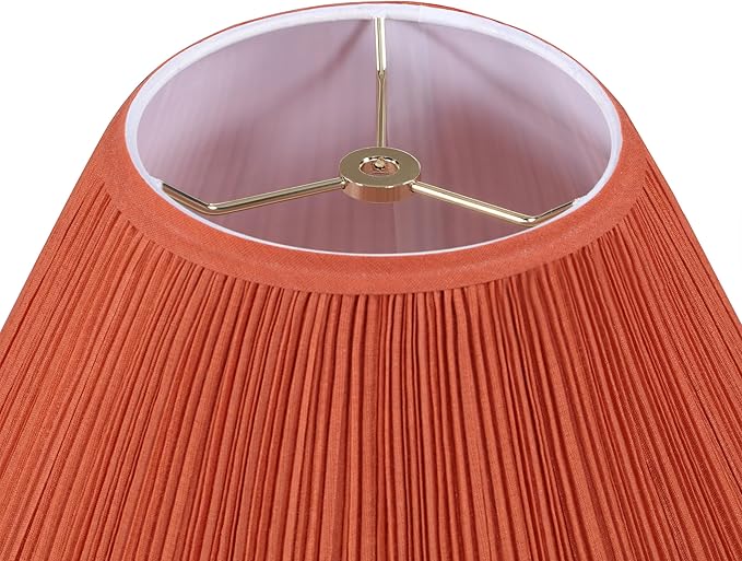 Aspen Creative 33197, Hardback Empire Transitional Spider Lamp Shade, Mushroom Pleated Carrot Faux Silk Fabric, 6" Top x 16" Bottom x 12" Slant Height