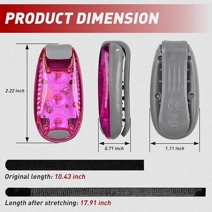 Nilight LED Safety Light 4PCS Pink Marine Navigation Bike Tail Lights Three Modes Waterproof Reflective Gear Clip On Flash Strobe Indicator Lamp for Night Boating Fishing Cycling Jogging