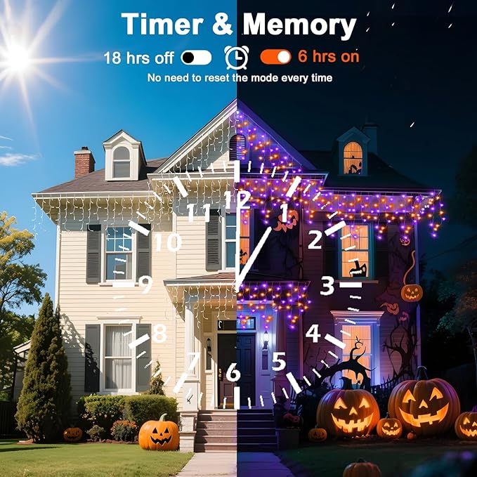 66 FT Halloween Lights Outdoor, 720 LED Orange and Purple Halloween Lights Waterproof with 12 Modes & Timer, Outdoor String Lights for Party, House, Patio Holiday Decorations