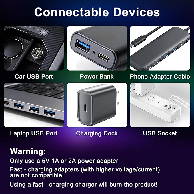 13-in-1 Car USB Night Light - Touch Dimmable LED Filament Lamp with 13 Modes & 7 Colors, USB Interior Lights for Car, Truck, Party, Camping, Holiday, Bedroom, Desktop（2Pcs）